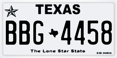 TX license plate BBG4458