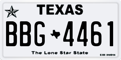 TX license plate BBG4461