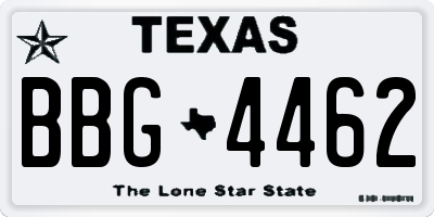 TX license plate BBG4462