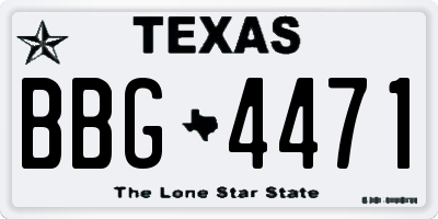 TX license plate BBG4471