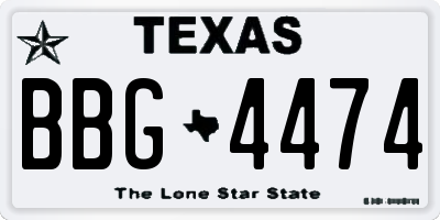 TX license plate BBG4474