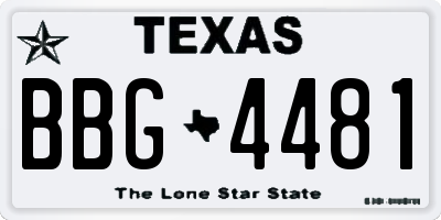 TX license plate BBG4481