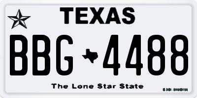 TX license plate BBG4488