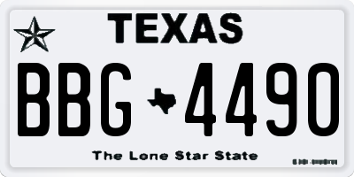 TX license plate BBG4490