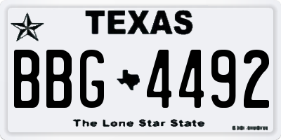 TX license plate BBG4492