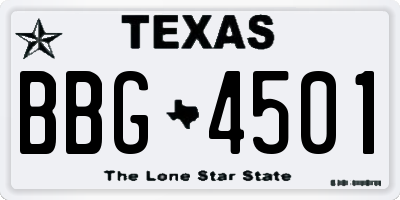 TX license plate BBG4501