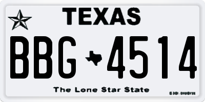 TX license plate BBG4514