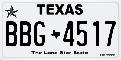 TX license plate BBG4517
