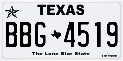 TX license plate BBG4519