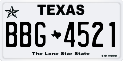 TX license plate BBG4521