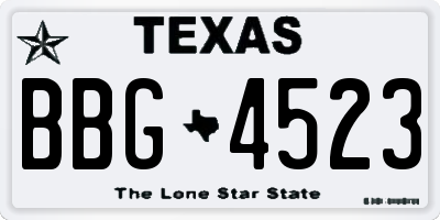 TX license plate BBG4523