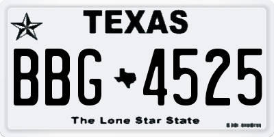 TX license plate BBG4525