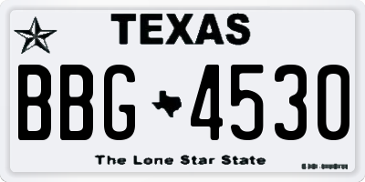 TX license plate BBG4530