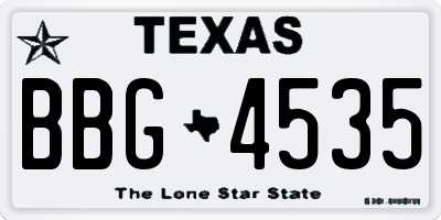 TX license plate BBG4535