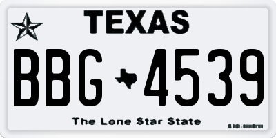 TX license plate BBG4539