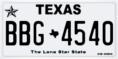 TX license plate BBG4540