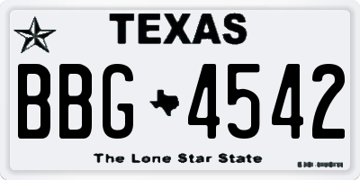 TX license plate BBG4542