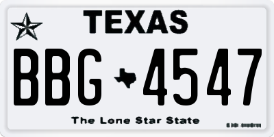 TX license plate BBG4547