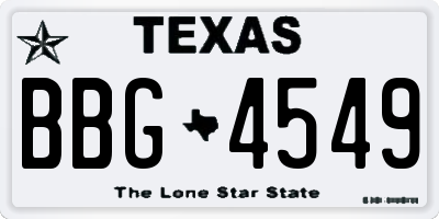 TX license plate BBG4549