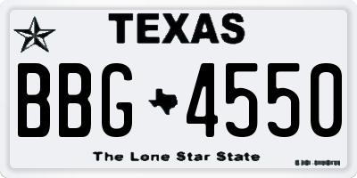 TX license plate BBG4550