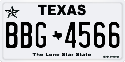 TX license plate BBG4566