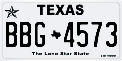 TX license plate BBG4573