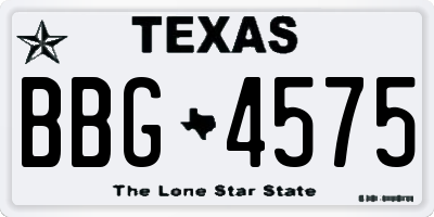TX license plate BBG4575