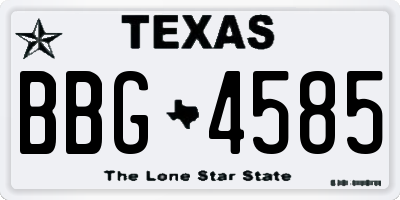 TX license plate BBG4585