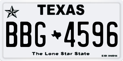 TX license plate BBG4596