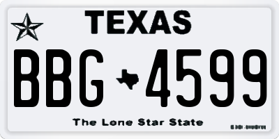 TX license plate BBG4599
