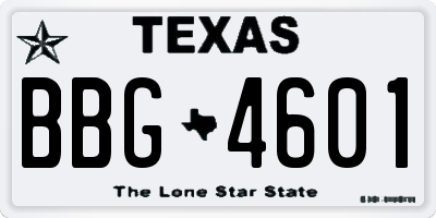 TX license plate BBG4601