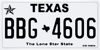 TX license plate BBG4606