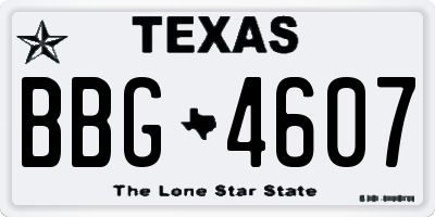 TX license plate BBG4607