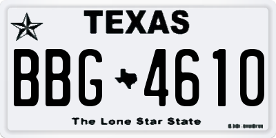 TX license plate BBG4610