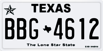 TX license plate BBG4612