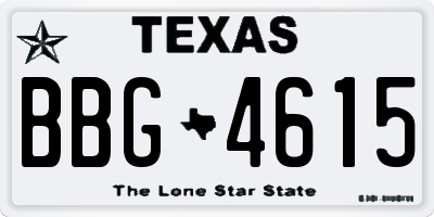 TX license plate BBG4615