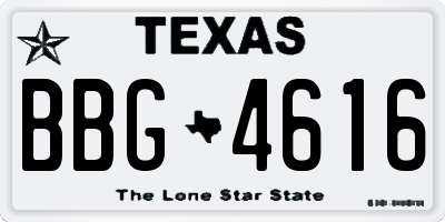 TX license plate BBG4616