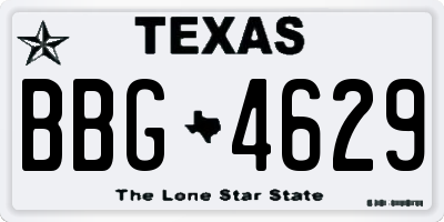 TX license plate BBG4629