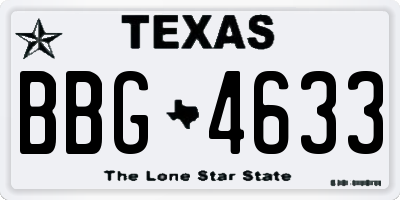 TX license plate BBG4633