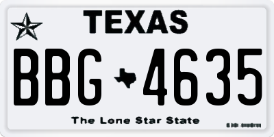 TX license plate BBG4635
