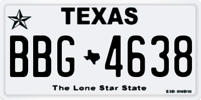 TX license plate BBG4638