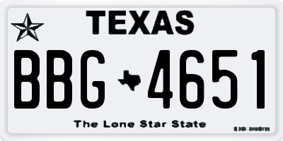 TX license plate BBG4651