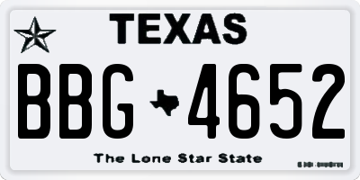TX license plate BBG4652