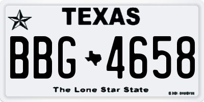 TX license plate BBG4658