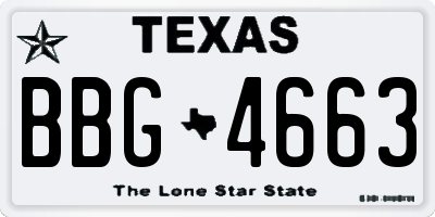 TX license plate BBG4663