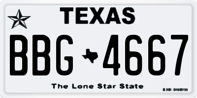TX license plate BBG4667