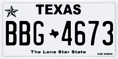 TX license plate BBG4673