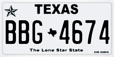 TX license plate BBG4674