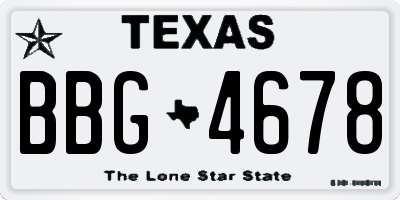 TX license plate BBG4678