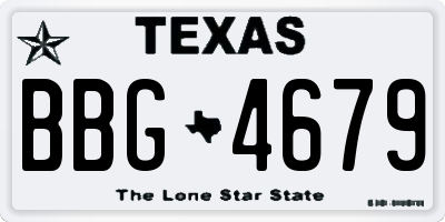 TX license plate BBG4679